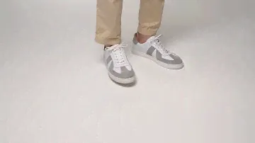 Gat sneaker in white leather and grey suede