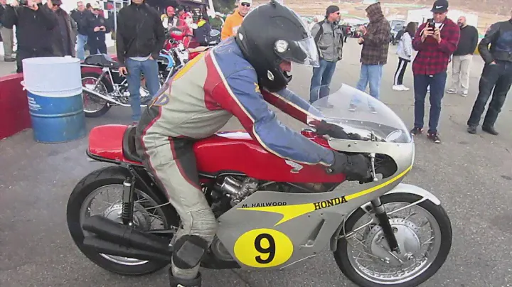 Virgil Elings on an ex-Mike Hailwood Honda RC181