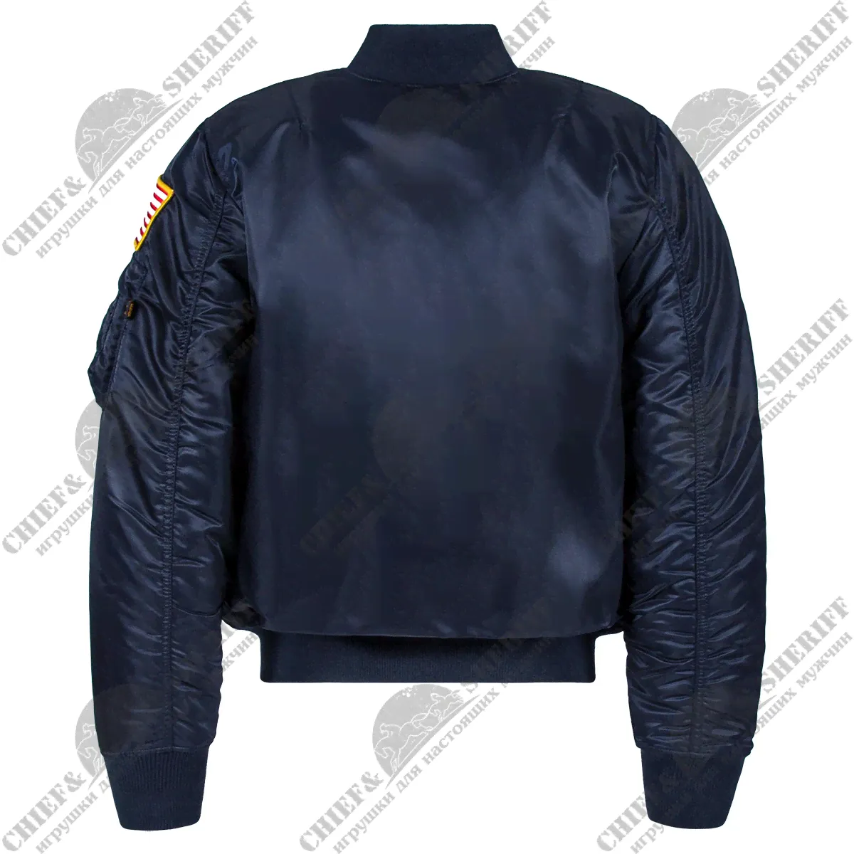 Куртка Alpha Industries NASA MA-1 Flight Jacket, replica blue, купить в интернет-магазине с доставкой по Москве и России-1