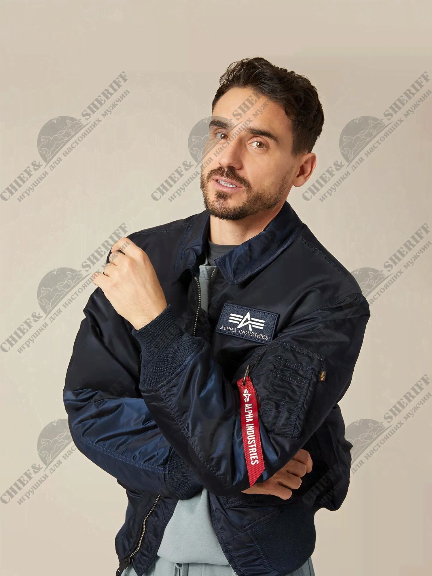 Куртка бомбер Alpha Industries CWU-45P Flight Jacket, синяя, replica blue, купить в интернет-магазине с доставкой по Москве и России-4