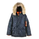 Зимняя куртка-парка Аляска Alpha Industries Slim Fit N-3B, натуральный мех (Replica Blue/Orange)