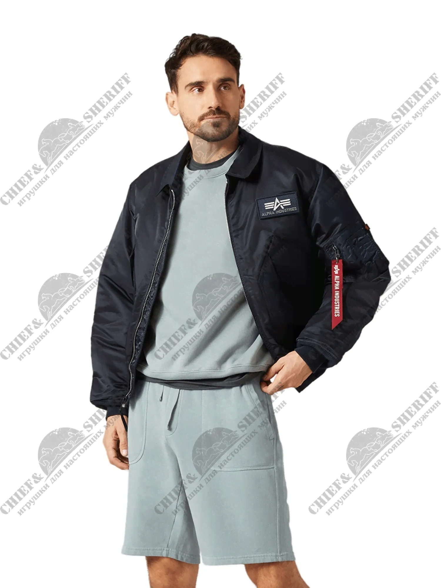 Куртка бомбер Alpha Industries CWU-45P Flight Jacket, синяя, replica blue, купить в интернет-магазине с доставкой по Москве и России-2