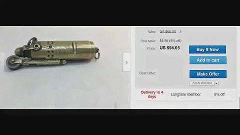 Vintage Bowers Brass Trench Lighter
