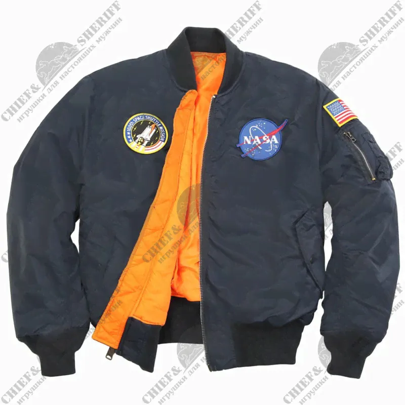 Куртка Alpha Industries NASA MA-1 Flight Jacket, replica blue, купить в интернет-магазине с доставкой по Москве и России-3