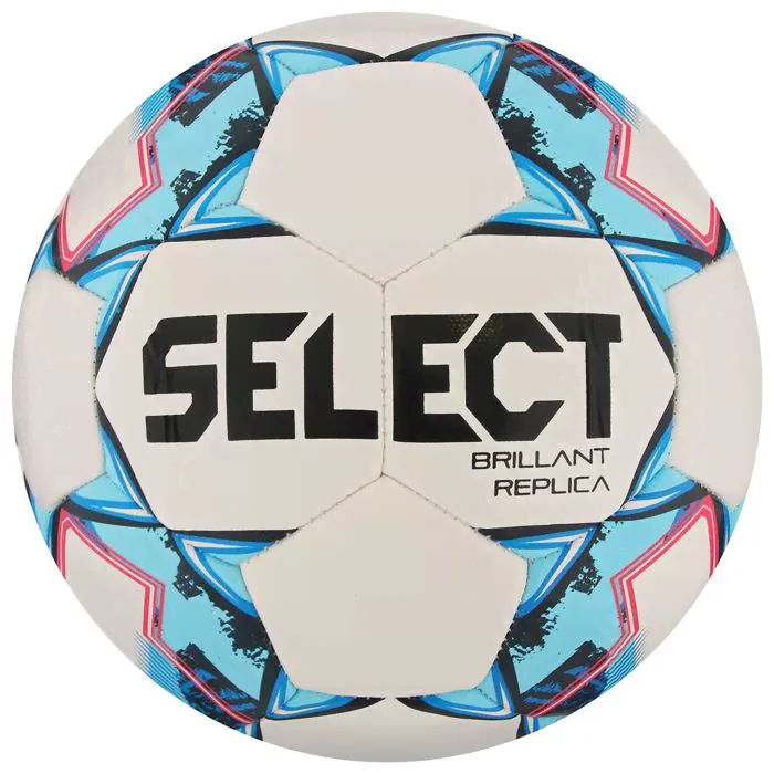 Мяч футбольный SELECT Brillant Replica, размер 4, 32 панели, ПВХ, машинная сшивка, цвет белый/голубой-0