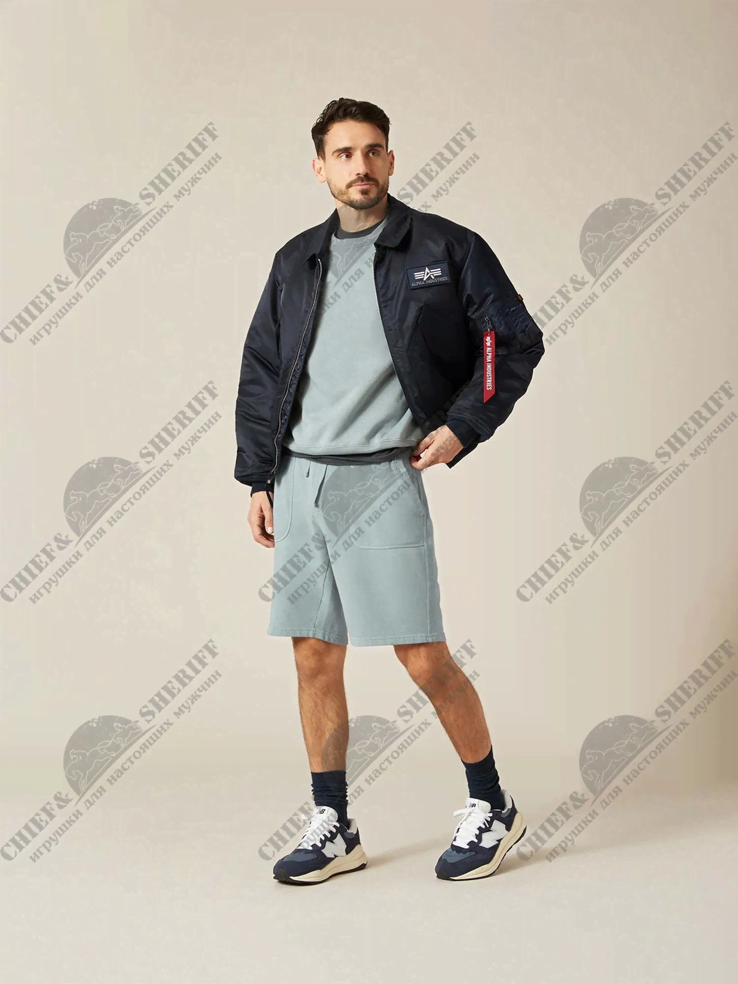 Куртка бомбер Alpha Industries CWU-45P Flight Jacket, синяя, replica blue, купить в интернет-магазине с доставкой по Москве и России-3